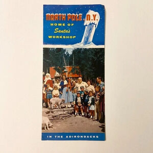 Vintage North Pole New York Santas Workshop Adirondacks Souvenir Travel Brochure